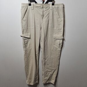 American Eagle Beige Cargo Pants Size 18 Stretch Utility Y2K 2000s Casual